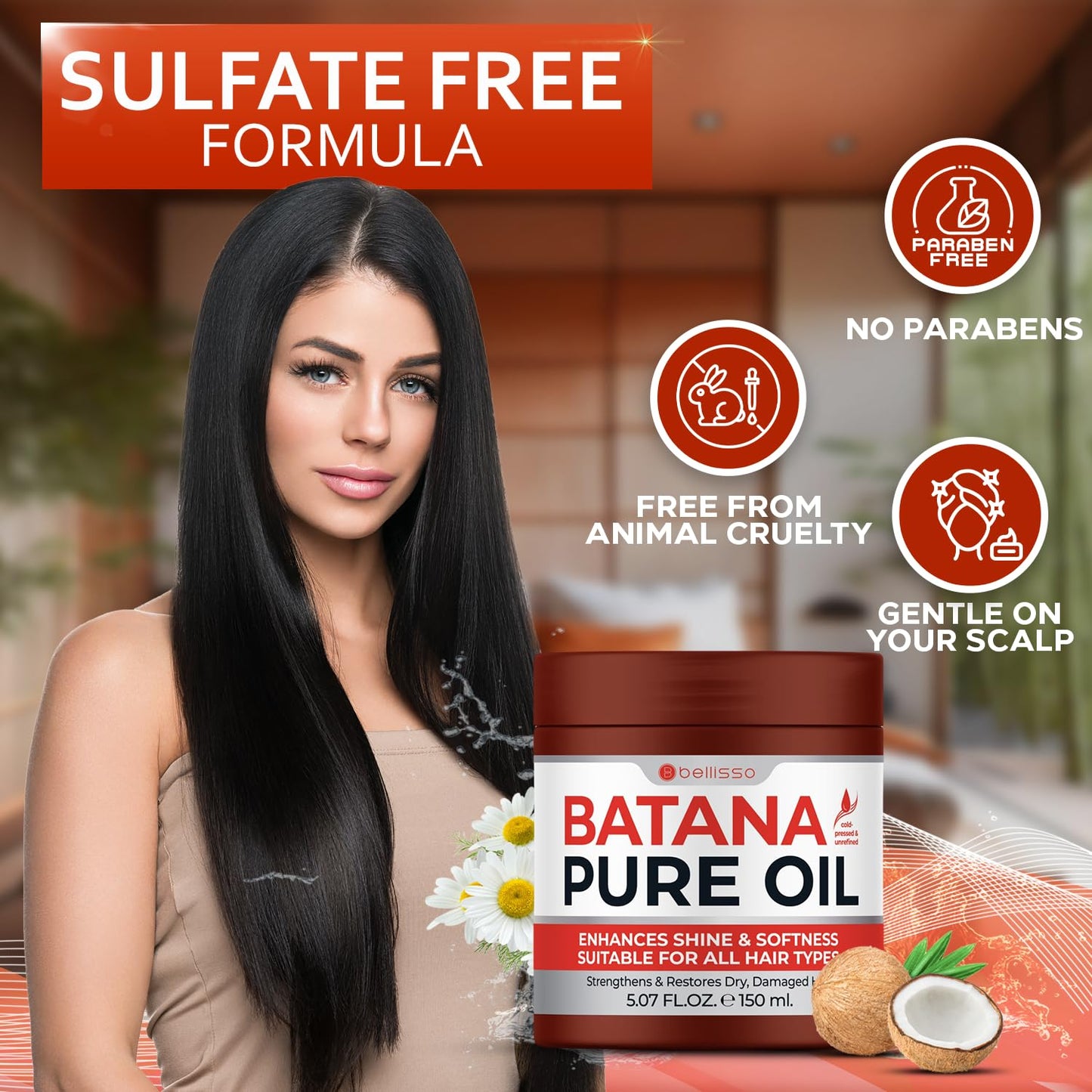 Batana Oil - Pure, Unrefined and Cold Pressed - Volumizing Hair Treatment for Women and Men - Hydrating Nourishment for Dry, Broken and Brittle Split Ends - Deep Hydration and Moisture Hair Mask