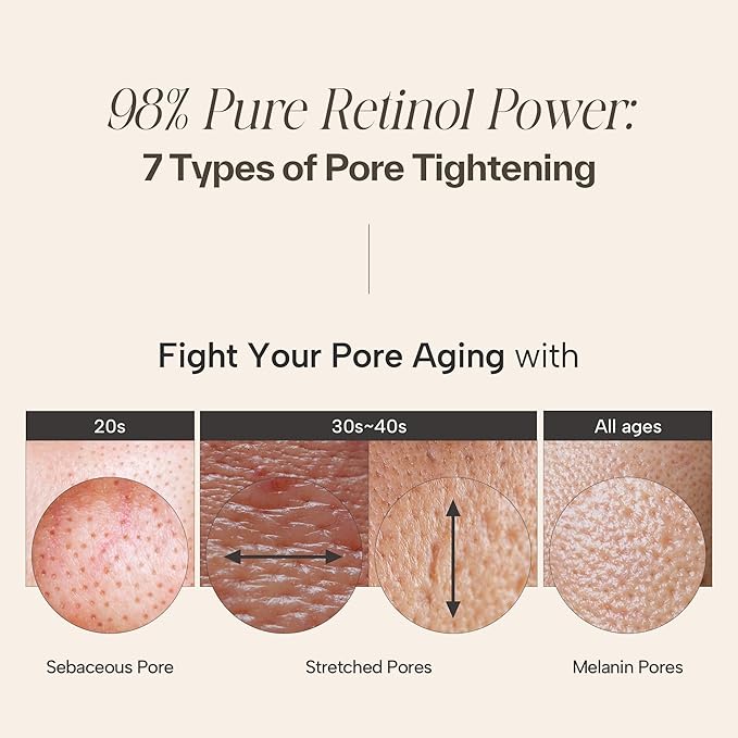 Rice x Retinol Pore Lifting Serum 40ml - 60% Rice Water, 98% Pure Retinol for Pore Tightening, Wrinkle Reduction, and Skin Firming - for Pore Improvement and Skin Hydration