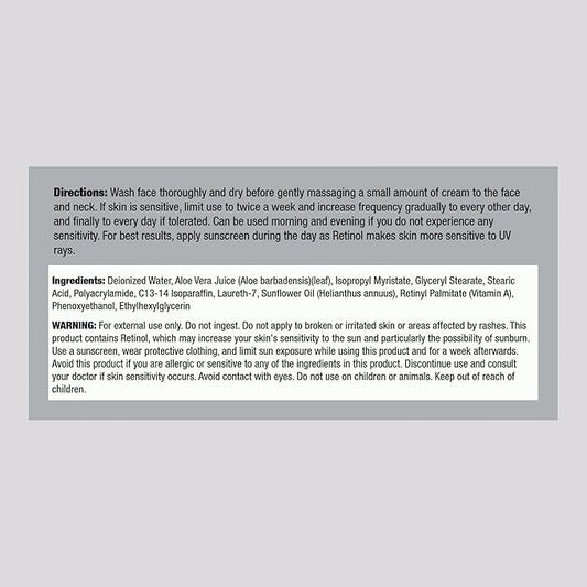 Piping Rock Retinol Cream for Face and Neck | 4 oz | Ultra Potent | Non GMO, Gluten Free