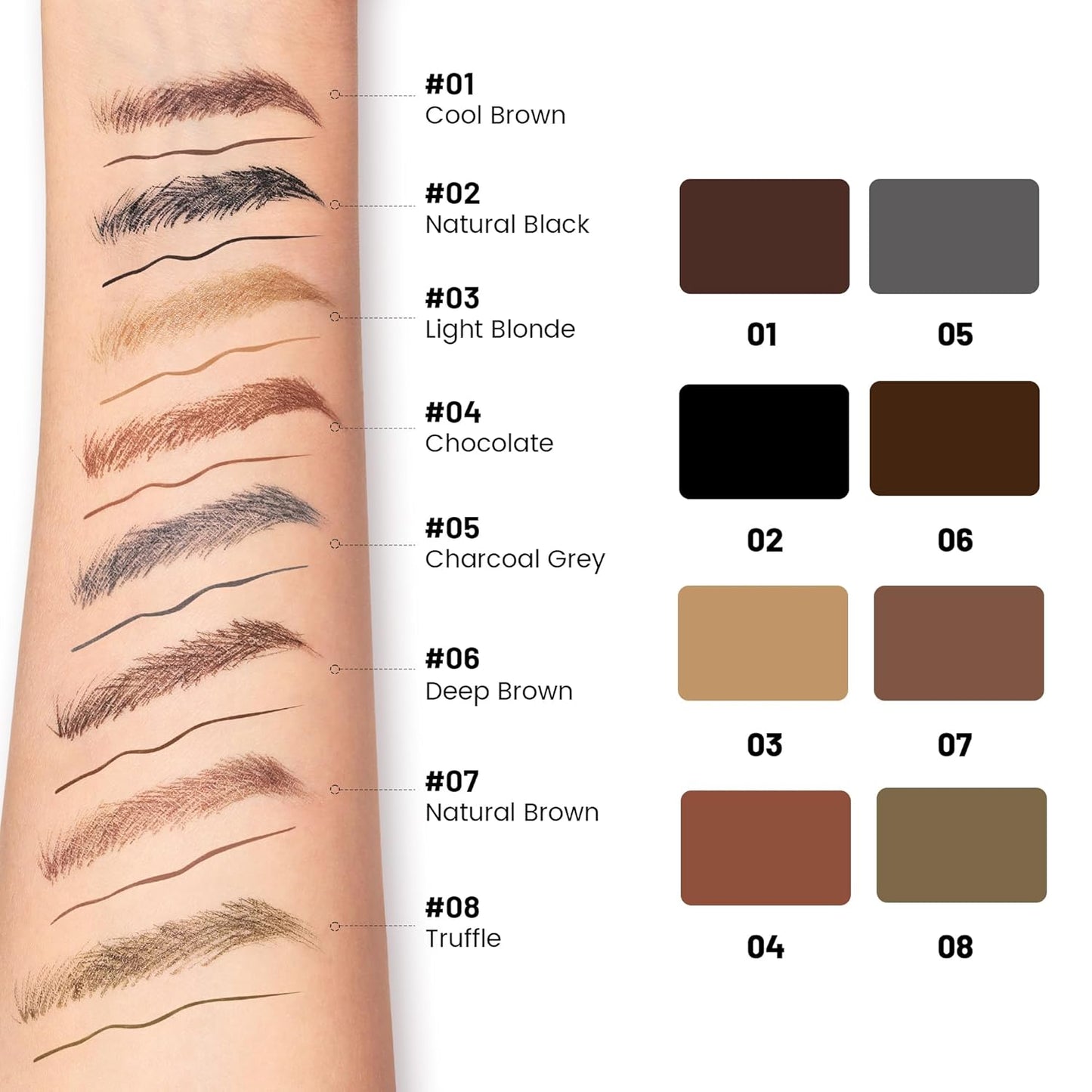 2-in-1 Dual Ended Microblading Eyebrow Pen & Eyebrow Brush, Waterproof 2-Fork-Tip & Precise Brush-Tip for Natural Hair-Like Brows, Perfect Eyebrows Make up,Last 24Hrs.