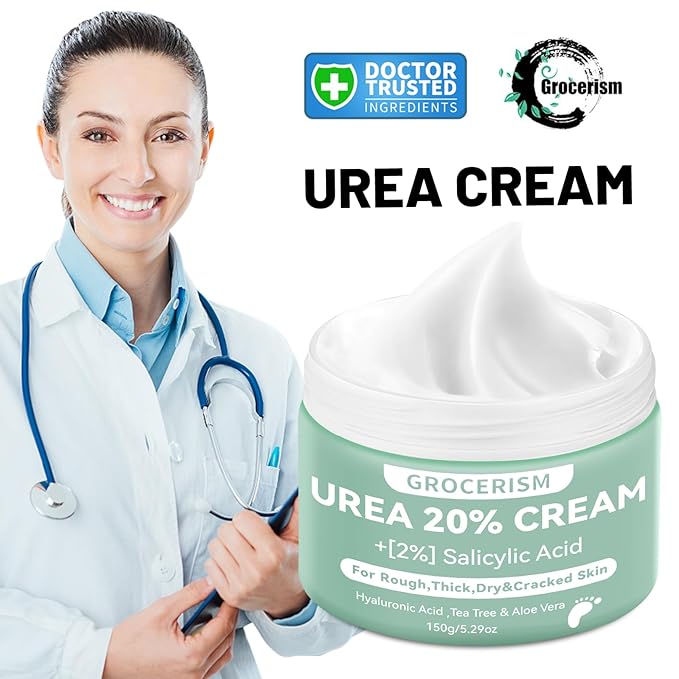 Urea Cream 20 Percent For Feet Plus 2% Salicylic Acid 150g || Foot Cream and Hand Cream Maximum Strength with Hyaluronic Acid, Tea Tree, and Aloe Vera for Deep Moisturizes