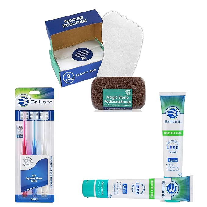 HartFelt Foot Care and Brilliant Oral Care Bundle with Face Scrub, Adult Soft Toothbrush and Toothpaste…