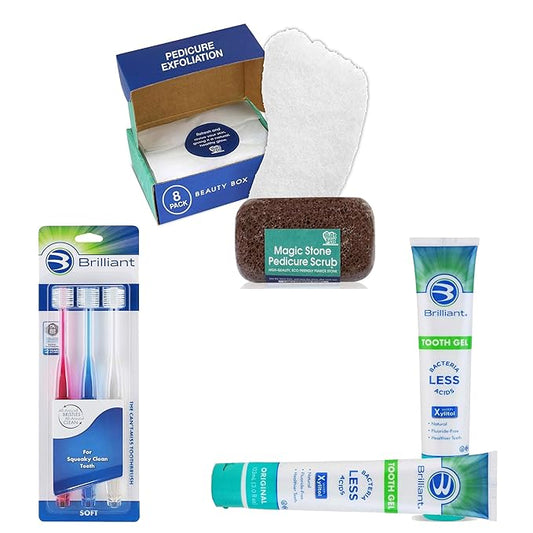 HartFelt Foot Care and Brilliant Oral Care Bundle with Face Scrub, Adult Soft Toothbrush and Toothpaste…