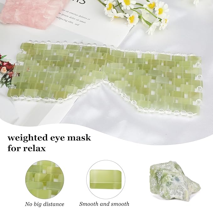 Jade Eye Mask, Facial Cooling Mask with 100% Real Jade for Hot & Cold Therapy to Reduce Wrinkles, Puffiness, Migraines, and Anti-Aging