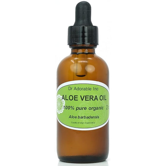 Dr Adorable - Aloe Vera Oil - Pure Natural - 2 oz Amber Glass Bottle with Glass Dropper