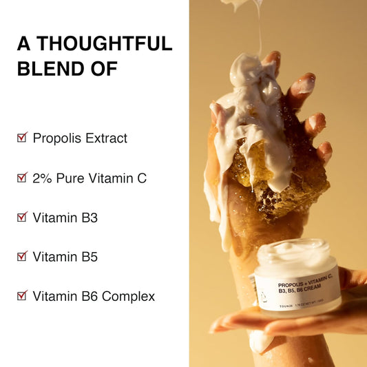 TOUN28 Propolis Vitamin C & B Complex Cream 1.76 oz (50g) | Moisturize, Nourish & Strengthen Skin Barrier with Propolis Extract| Korean Skincare for Sensitive Skin
