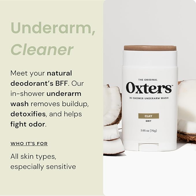 | In-Shower Underarm Wash for Women and Men | Natural Ingredients with Oatmeal, Sea Salt, Coconut Oil, and Honey | Oatmeal Grit
