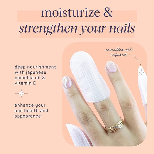 SpaLife Japanese Camellia Oil & Vitamin E Nail Cuticle Wrap 6-Pack (60 Count) - Moisturizing Nail Masks, Dermatologist Recommended, Hydrating Cuticle Repair Mask for Brittle Nails, Nail Spa Treatment