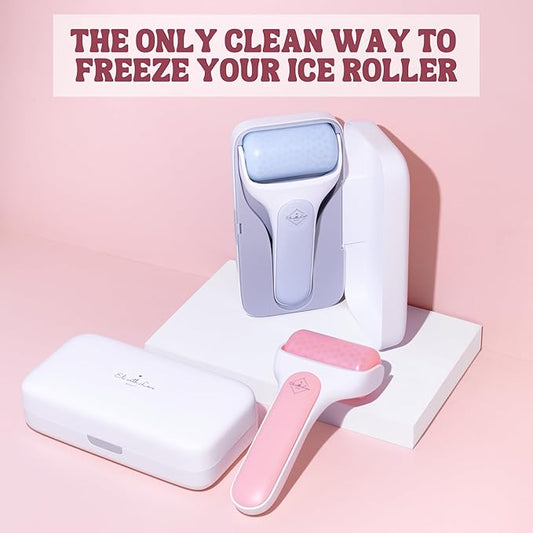 Facial Ice Roller for Face Premium with Carry Case and 2X Rollers for Long Lasting Cold - Eye Roller for Puffy Eyes & Cold Massage for Migraines (Ice Roller)