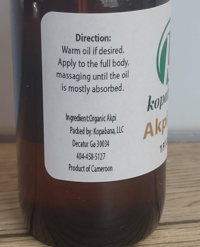 Akpi Oil | Ndjansan | Ricinodendron heudelotii |Cold Pressed | Organic| Extra Virgin | Massage Oil 1oz