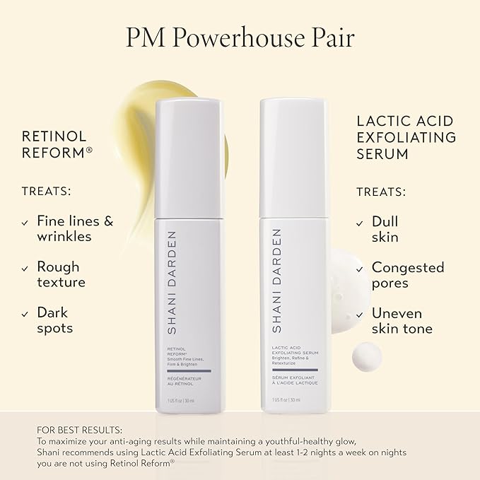 SHANI DARDEN SKIN CARE Lactic Acid Face Serum, Active Night Serum to Help with the Look of Radiant and Smooth Skin, Gentle But Powerful Face Exfoliator, 1.01 fl oz