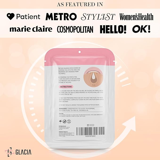 Glacia Spot Patches 24 Pack of Hydrocolloid Skin Patches for All Skin Types – Gentle and Natural Patches for Clear and Smooth Skin