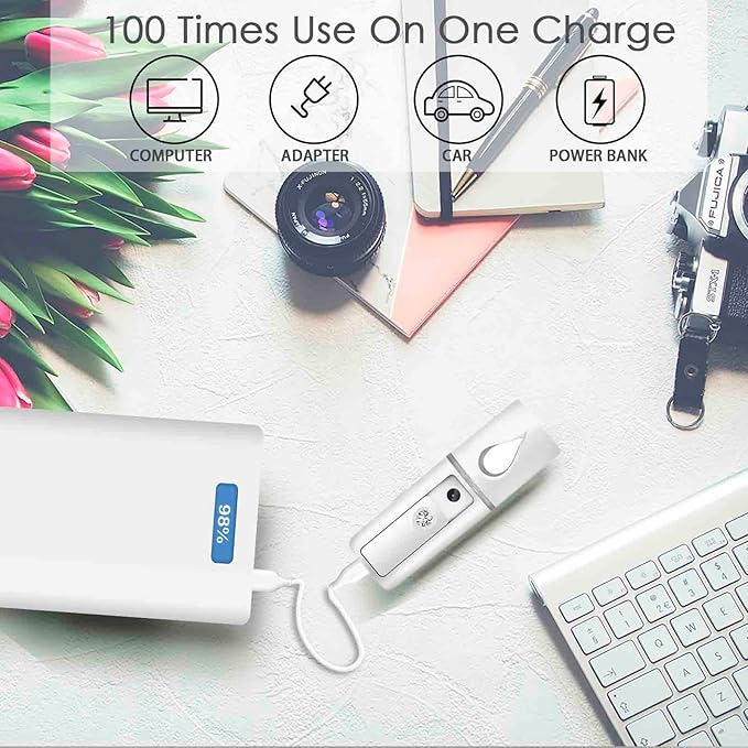 GIVERARE 2 Pack Nano Facial Steamer, Handy Mini Mister with Mirror, USB Rechargeable Mist Sprayer, Visual Water Tank Moisturizing&Hydrating for Face, Makeup, Skin Care, Eyelash Extensions-White