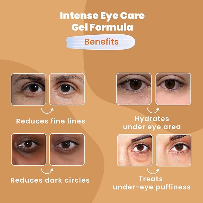 WildOak Organic Aloevera + Collagen Under Eye Power Gel | Advanced Cooling, Fades Dark Circles, Wrinkles & Puffiness | Anti-Aging, Hydrating & Firming Formula | Lightweight & Fast Absorbing | 1.76 oz