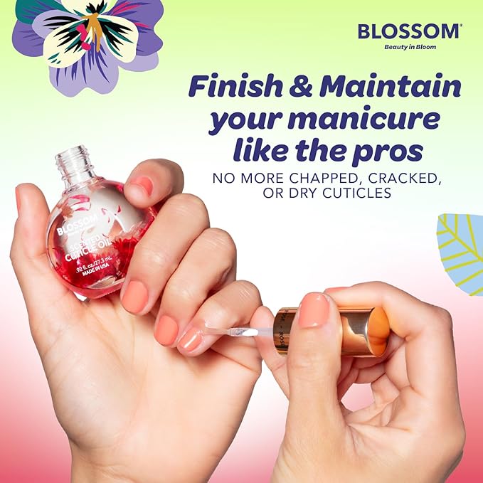 Blossom Cuticle Oil for Nails, Hydrating, Moisturizing, Scented Nail Oil Cuticle Care, Infused with Real Flowers, Made in USA, 0.5 fl. oz, Cherry