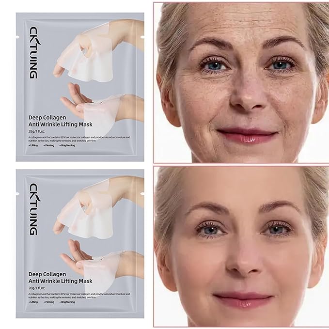 Deep Collagen Anti Wrinkle Lifting Face Mask - Collagen Overnight Face Mask, Bio-Collagen Real Deep Mask, Hydrating Overnight Collagen Face Mask for Lifting, Firming and Moisturizing (5pcs/1 Box)