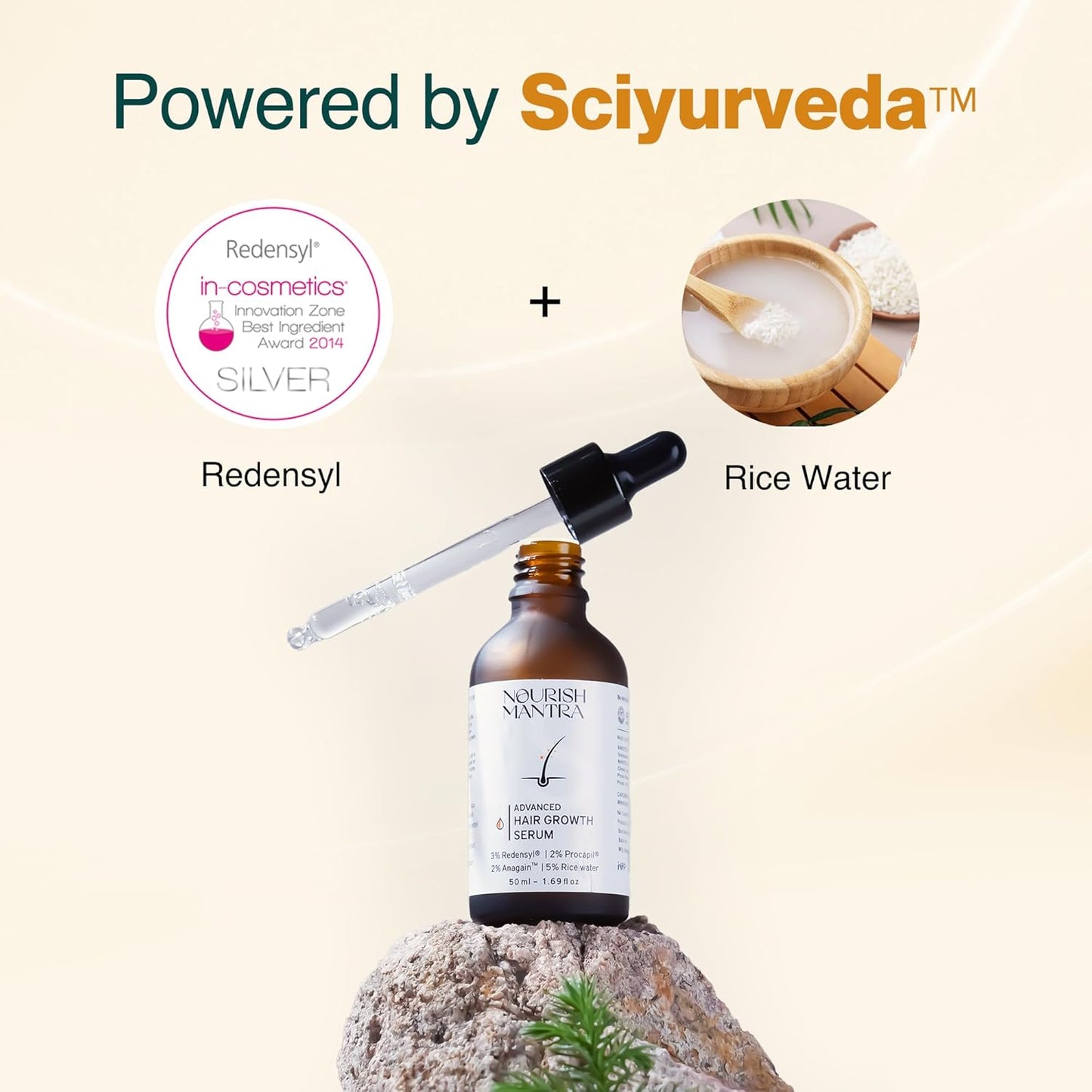 Nourish Mantra Advanced Hair Growth Serum 50ml, 3% Redensyl, 2% Anagain, 2% Procapil, 5% Rice Water, Promotes Hair Regrowth, Anti Thinning & Hair Loss Treatment,Rapid Hair Growth Serum for Women & Men