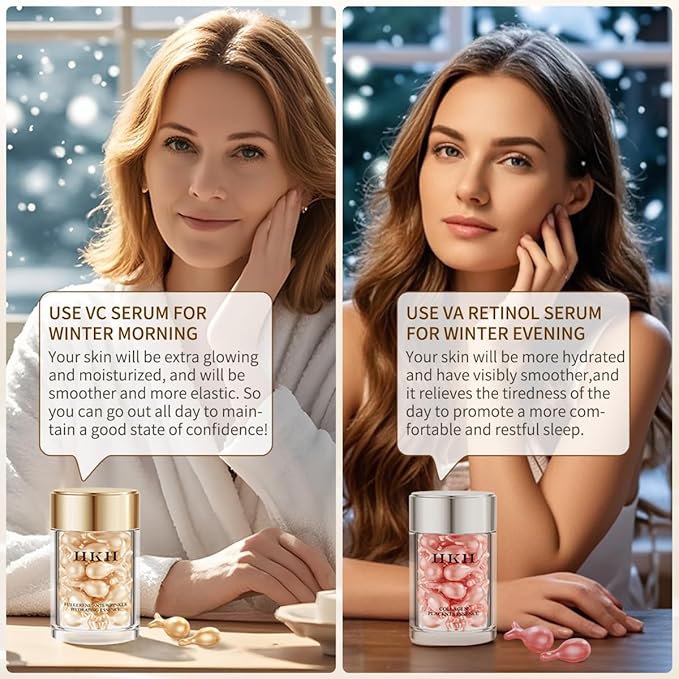 Retinol Serum For Face Anti-Aging 30 Capsules With Scissors, Vitamin C Anti-Wrinkle, Vitamin A Retinol Collagen Anti-Aging Night Serum For Women,Smooth,Hydrate,Firming Skin,Travel Portable