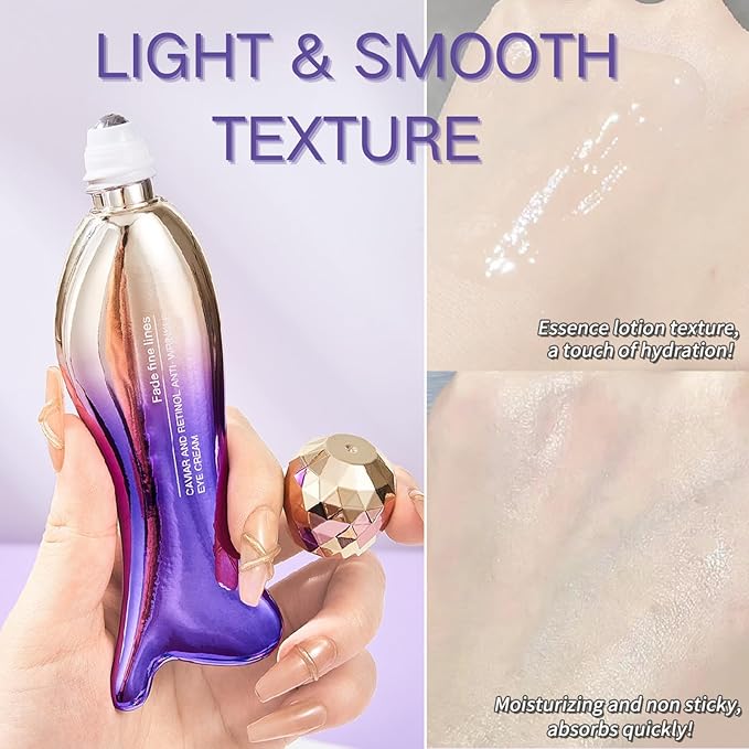 Eye Cream for Dark Circles and Puffiness - Retinol Eye Cream Anti Aging -Ey e Bags Treatment for Women - Caviar Eye Se rum for Wrinkles - Moisturizing under Eye Cream -Ey e Serum with 360°Massage Ball