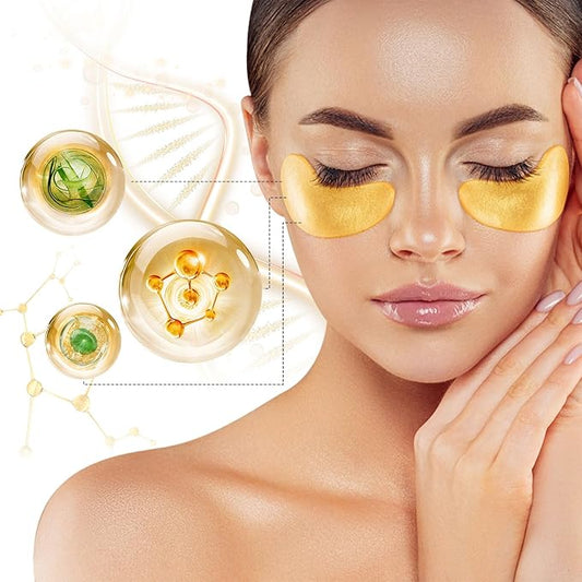 24K Gold Eye Mask (120PCS) – Gold Eye Patches for Puffy Eyes & Dark Circles, 24K Gold Under Eye Masks for Dark Circles and Puffiness, Eye Gel Pads w/Collagen,