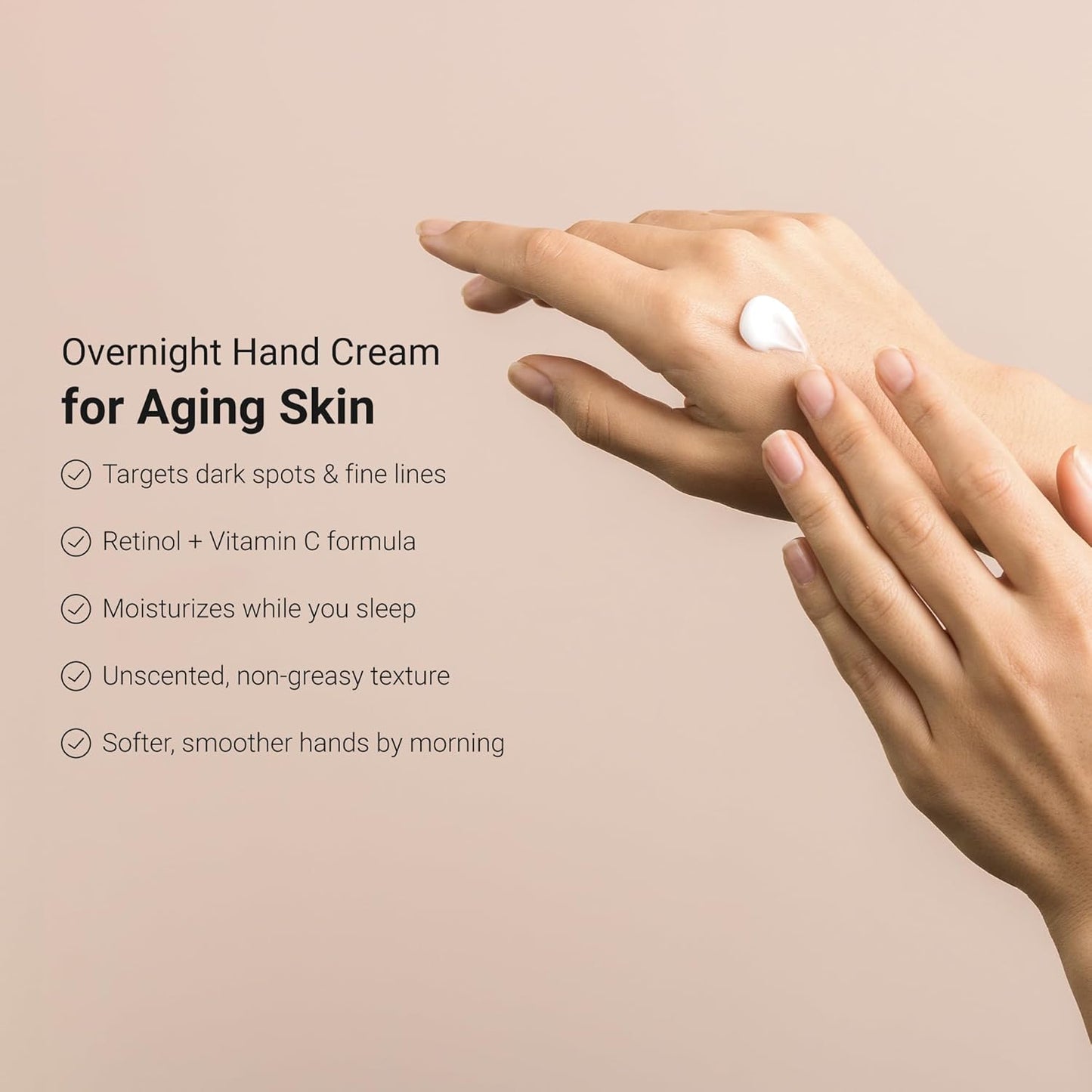 LifeCell Retinol + Vitamin C Overnight Hand Treatment – Anti-Aging Hand Cream for Dark Spots, Dryness & Fine Lines – Moisturizing Night Formula with Argan Oil – Unscented, Non-Greasy – 1oz