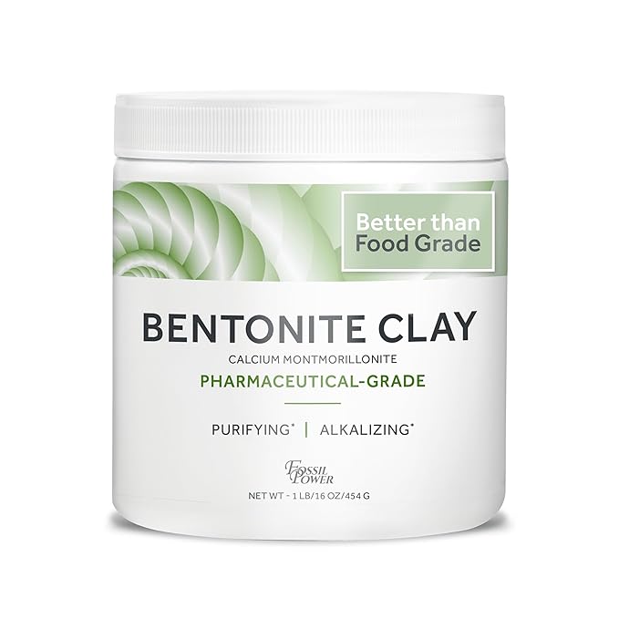 Calcium Bentonite Clay Food Grade Powder 1 Lb – Pharmaceutical | Natural Heavy Metal Detox & Pore Cleansing | Indian Healing | DIY Hair & Facial Mask | Toothpaste, Deo, Bath & Foot Soak