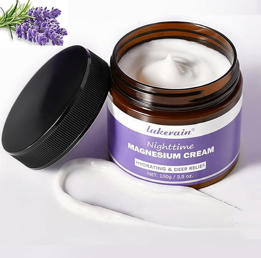 Magnesium Cream, Nighttime Relief Revitalizes Leg Arms or Chest Muscle Muscle Relaxation Care Magnesium Lotion.(Lavender)