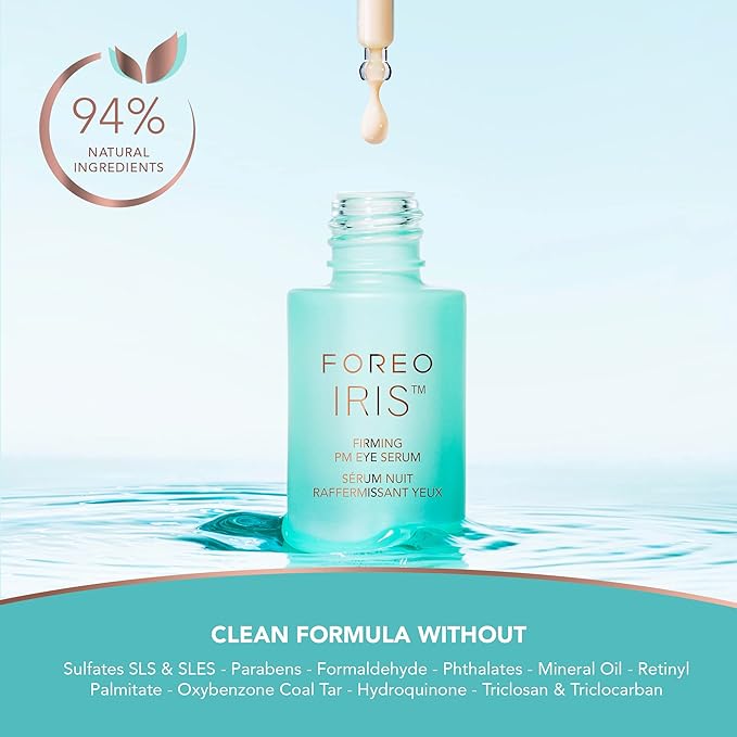 Foreo IRIS Firming PM Eye Serum - Retinol - Mushroom Extract - Vitamin E - Bakuchiol - Travel size Treatment Products - Dark Circles & Bags - Fragrance Free - All Skin Types - 0.5 oz