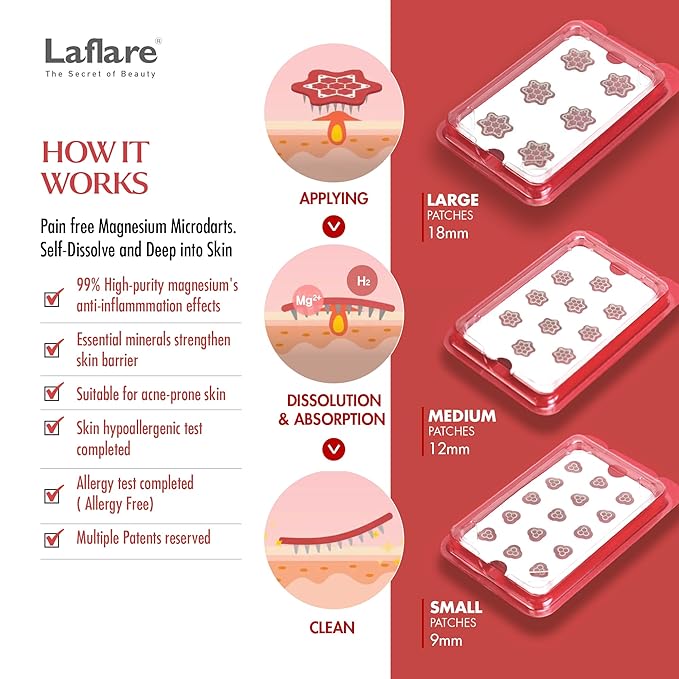 FreeGo Magnesium Acne Patches for Face. Blemish.Zit & Dark Spots from Post-Blemish, Acne .Zit. Self Dissolving,Hydrocolloid, Tee Tree oil & more (S 15pc)