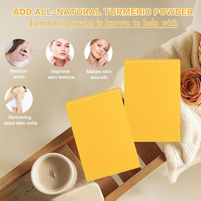 Turmeric Soap Bar Turmeric Clay Mask Turmeric Eye Cream Set of 3, Turmeric Facial Mask for Face with Kaolin Clay, Control Oil & Deep Cleansing, Natural Turmeric Soap for Acne, Blackheads & Smooth Skin