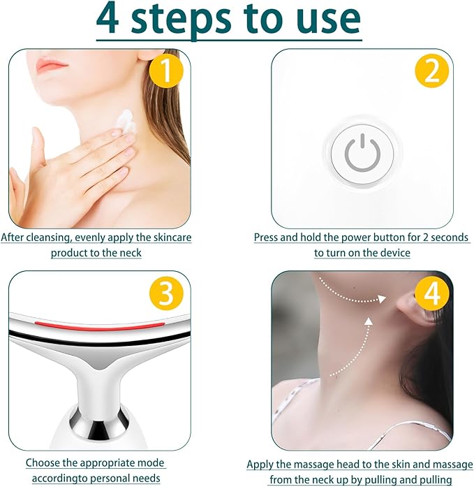 Face and Neck Tool, 7 in 1 Electric Facial Device for Wrinkle Removal at Home Daily Use (White)