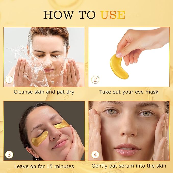 Under Eye Patches for Puffy Eyes and Dark Circles, 20 Pairs Eye Mask with Hyaluronic Acid & Collagen, Anti Wrinkle Patches for Nourishing, Moisturizing, Fine Lines Eye Care Treatment