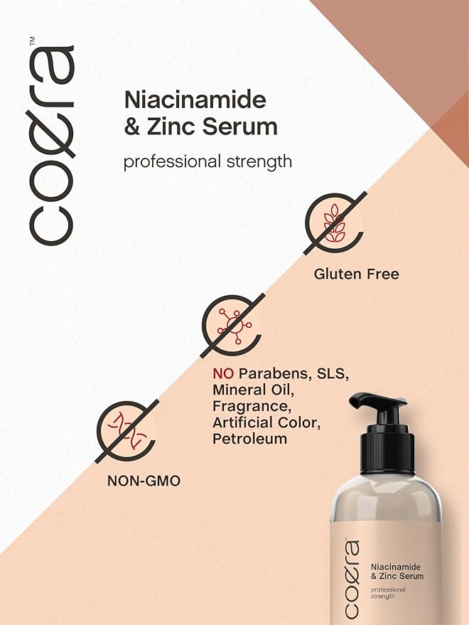Coera Niacinamide Serum with Zinc | 8 fl oz | Moisturizer for Face and Skin | with Hyaluronic Acid | Professional Strength Formula | Free of Parabens, SLS & Fragrances