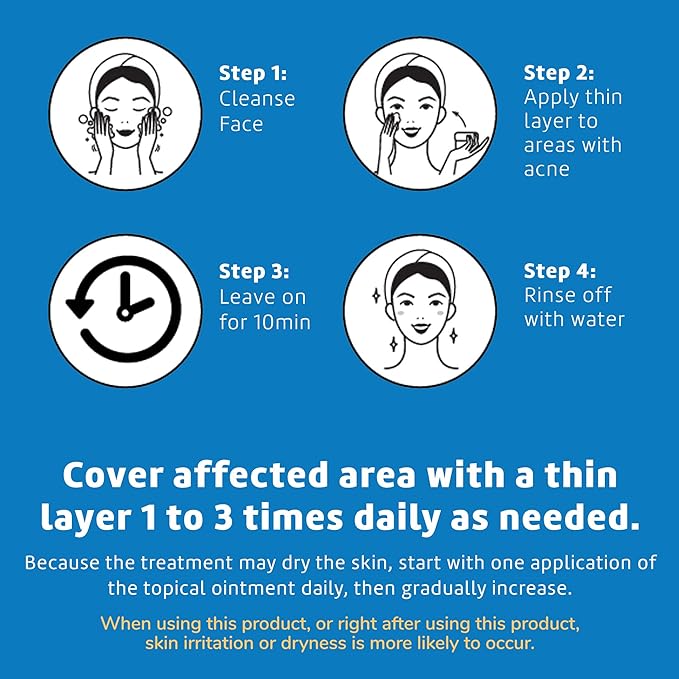 De La Cruz 10% Sulfur Ointment - Cystic Acne Treatment for Face and Body - Daily 10 Min Spot Treatment Mask Safe and Effective Game Changing Hormonal Acne Treatment that Clears Up Pimples 2.6oz 2 Pack