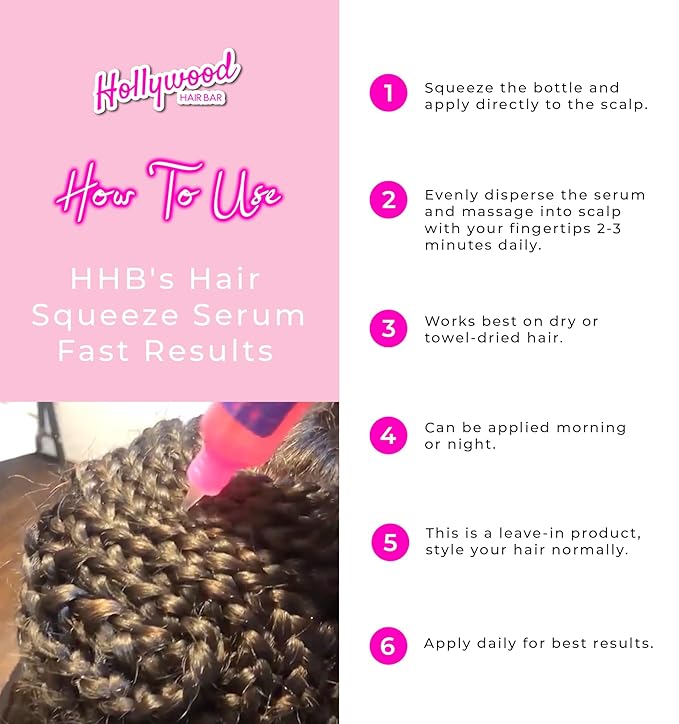 Hollywood Hair Bar | Hair Oil Regrowth Serum - Extra-Strength, Made with All-Natural Essential Oils (Squeeze Bottle) 2 oz