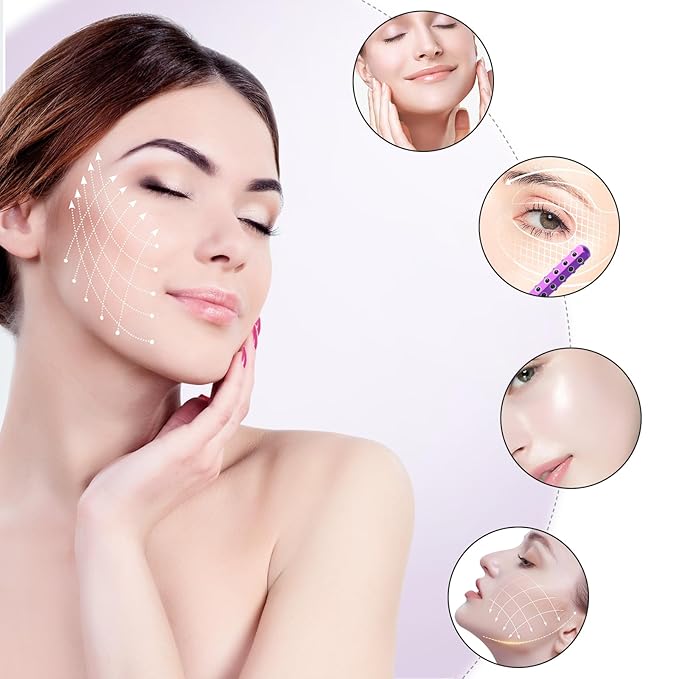 Radiance Roller 30 Germanium Stone Face Roller for Up Lifting and Skin Care，Uplift Massaging Beauty Roller，Uplifting Face Massager Roller (Purple)