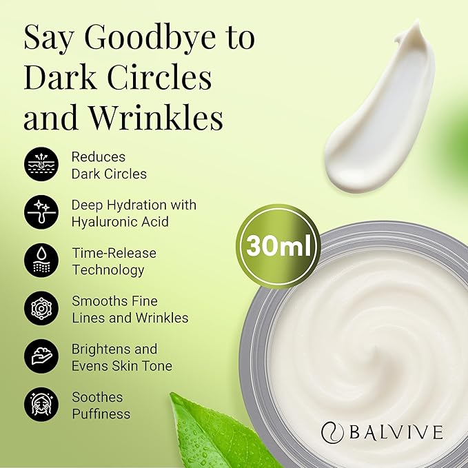 Eye Serum Treatment with Retinol, Caffeine & Multi-Peptides for Dark Circles, Puffiness, Wrinkles & Fine Lines - Hydrating & Revitalizing Under-Eye Cream for Women & Men, 30ml