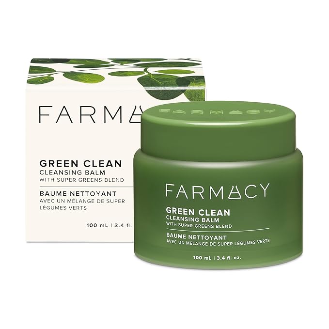Farmacy Makeup Remover Cleansing Balm - Green Clean Waterproof Makeup Remover + Oil Based Cleanser - Newly Formulated Double Cleanser with Plant Based Waxes + Upcycled Moringa (100ml)