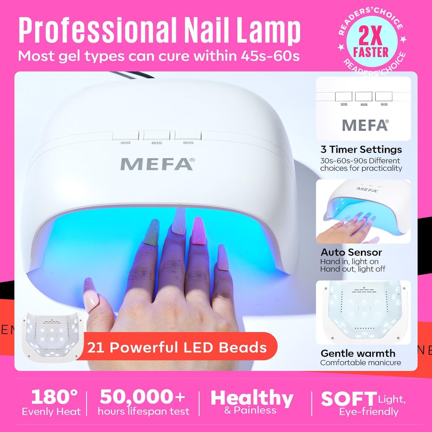 MEFA 34 Pcs Gel Nail Polish Kit with U V Light, 20 Colors All Seasons Soak Off Gel Polish Nail Set with Matte Base Top Coat Essential Manicure Tools Nails Art DIY Salon Home for Girl Woman