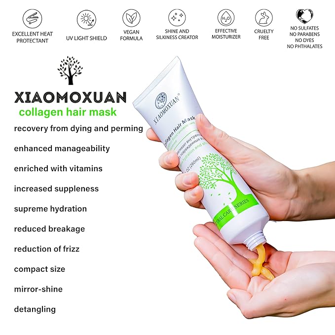 Xiaomoxuan Tea Tree Hair Masque - Intensive Hydration and Collagen Treatment for Dry, Damaged Hair and Scalp Care