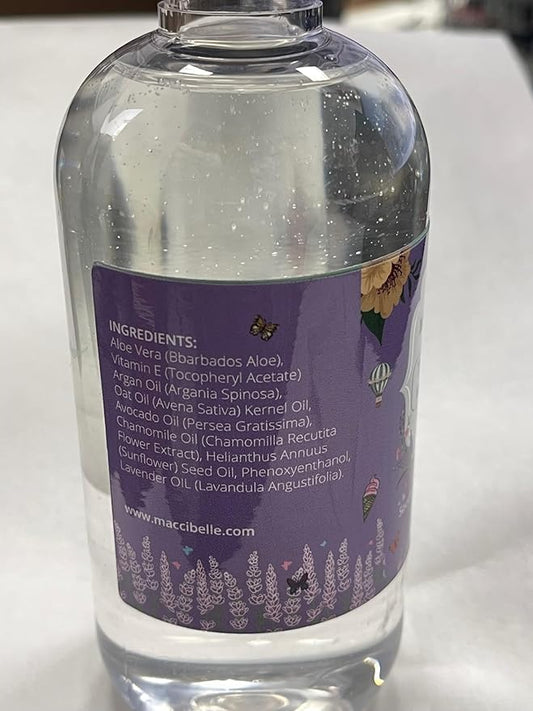 Maccibelle Lavender Massage Oil for Couples Therapeutic Massage with Vitamin E and Aloe Vera a for Soothing, Calming and Muscle Relief 8 oz (Lavender)