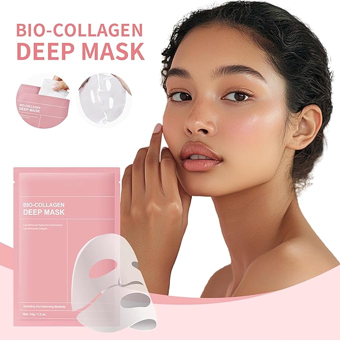 3Pcs Bio-Collagen Deep Mask, Hydrating Overnight Sleeping Mask Transparent Face Membrane Skin Care Moisturizing, Restores Skin Elasticity & Energy Collagen Mask for Women