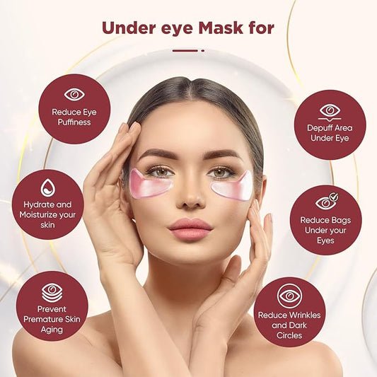 Under Eye Patches (20 Pairs), pink Hyaluronic Acid Eye Patches For Puffy Eyes, Dark Circles, Puffiness, Refresh,Revitalizing, Wrinkles, Anti Aging & Face Moisturizer For Women and Men.