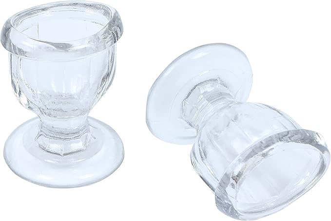 Glass Eye Wash Cup with Engineering Design to Fit Eyes for Effective Eye Cleansing - Eye Shaped Rim, Snug Fit Set of 2 (Transparent)