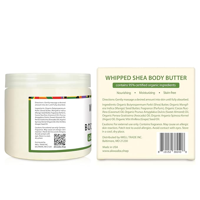 AKWAABA New Whipped Shea Body Butter (Gold Pineapple) - Moisturizes, Glows & Softens Skin | Natural Raw Shea Butter | For Dry Skin | 12 oz / 340 g