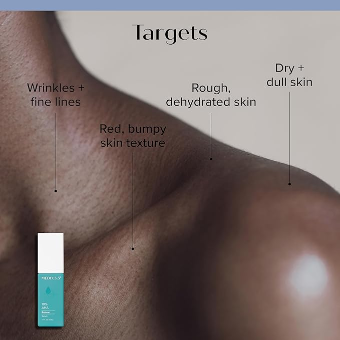 Medix 20% Glycolic Acid Booster + Exfoliating Body Wash Cleanser Skin Care 2PC Set | AHA Exfoliant Cleanser + Body Serum Both Refine + Soften Dead Dry Skin, Bumps, Wrinkles, & Fine Lines, Bundle