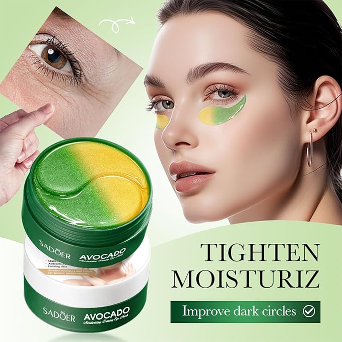 Avocado Under Eye Patches - 60 Pcs Eye Mask Anti-Aging Collagen Hyaluronic Acid Moisturizing Under Eye Mask for Removing Dark Circles