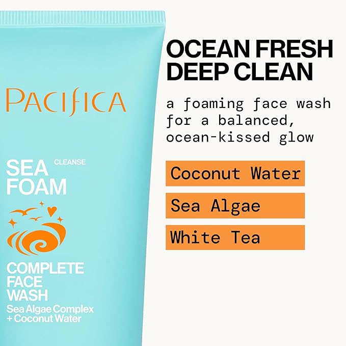 Pacifica Face Wash Set - Preppy Skincare Gift Set Value Kit for Holidays | Brightens, Tones and Deep Cleans |Glow Baby, Kale Detox and Sea Foam | 3 Pack