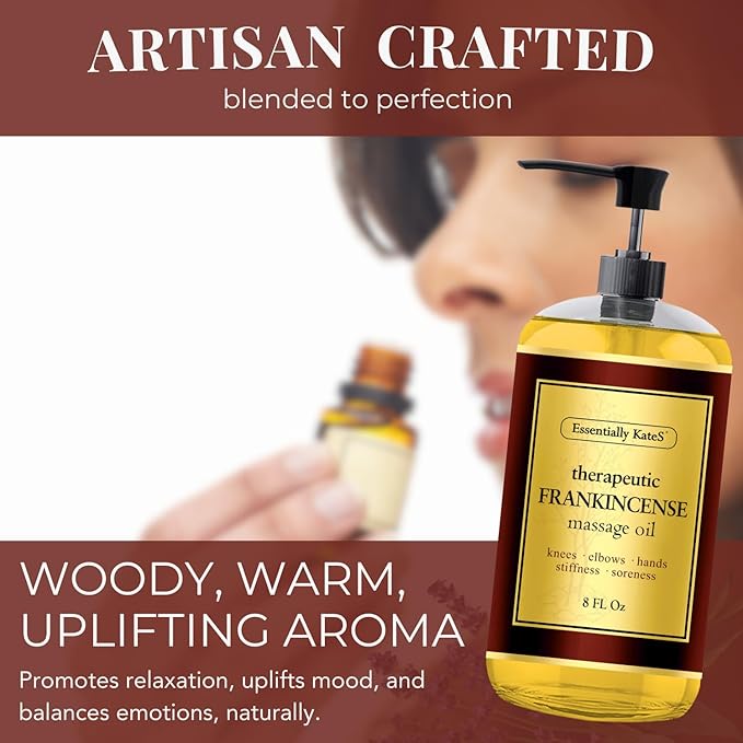Frankincense Massage Oil 8 Fl Oz - Knees, Elbows, HIPS, Hands, Shoulders and Legs - 100% Pure Frankincense Oil Relaxes Soreness and Stiffness