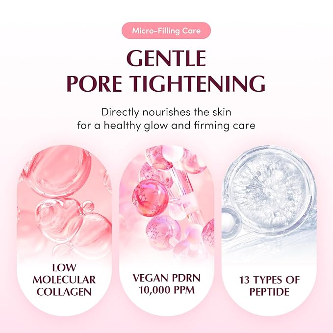 Collagen Pore-Tight Up Mask - PDRN & Low Molecular Collagen for Pore Minimizing and Firming | Korean Collagen Face Mask for Glass Skin, 4 Sheets, 1.01 OZ.